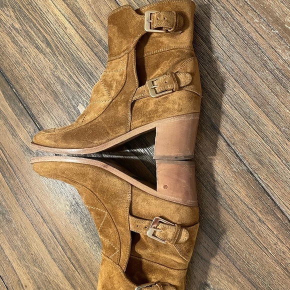 Laurence Dacade Babacar Camel Quilted Round Toe Buckle Suede Boots Size 37 6.5 - Picture 9 of 13